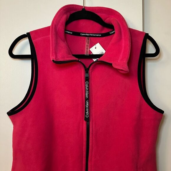 Calvin Klein Performance Small Fleece Zipper Active Womens Vest Hot Pink NWT - Picture 3 of 9